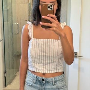 Aqua pink and white stripe tank top frills and tie